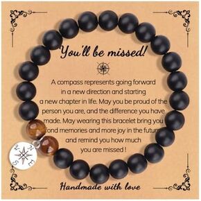 DATOA Natural Stone Compass Bracelet with You Will Be Missed Card Farewell Going Away Goodbye Gifts Retirement Gifts for Coworker Manager Boss Teacher Employee