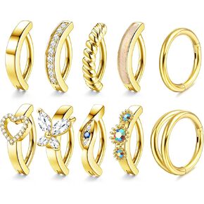 SAILIMUE 10 قطع من حلقات زر البطن للنساء 14 جرام تشيكوسلوفاكيا أوبال حلقات بطن مفردة/مزدوجة من الفولاذ المقاوم للصدأ حلقات السرة المنحنية العكسية مجوهرات ثقب الجسم in Kuwait