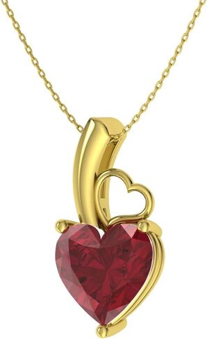 Diamondere Natural and Certified Heart Cut Gemstone Solitaire Petite Necklace in 14k Solid Gold | 0.32 Carat Pendant with Chain Valentine's Day gift for her in Saudi Arabia