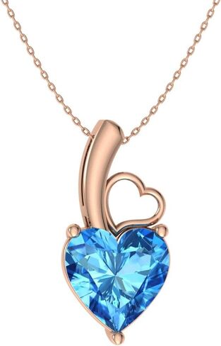 Diamondere Natural and Certified Heart Cut Gemstone Solitaire Petite Necklace in 14k Solid Gold | 0.32 Carat Pendant with Chain Valentine's Day gift for her in Saudi Arabia