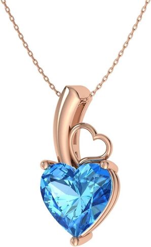 Diamondere Natural and Certified Heart Cut Gemstone Solitaire Petite Necklace in 14k Solid Gold | 0.32 Carat Pendant with Chain Valentine's Day gift for her in Saudi Arabia