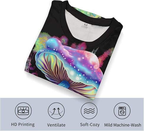 Novelty Tie Dye Style T-Shirts for Men Mushroom Print Shirt with Short Sleeves in Kuwait