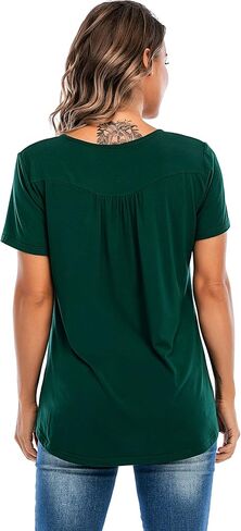 تي شيرت نسائي كاجوال بأكمام قصيرة ورقبة على شكل حرف V من Henley بأزرار علوية in Saudi Arabia