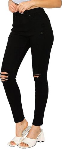 جينز Wax Jean النسائي I Love You Push Up من قماش الدنيم الضيق عالي الارتفاع مع قطع ممزقة in Kuwait