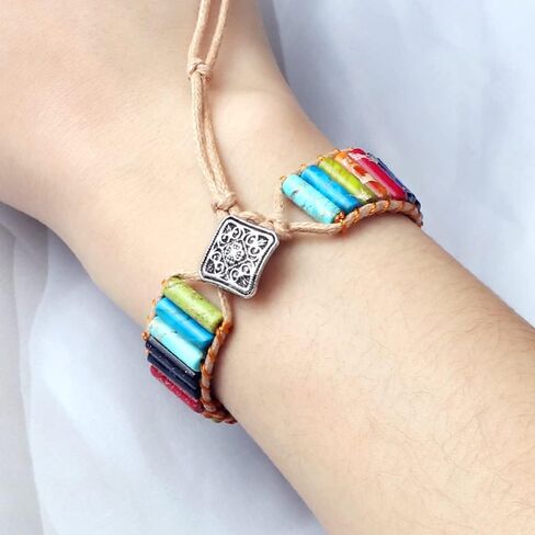 سوار من الخرز الطبيعي مصنوع يدويًا من CLPHARR للنساء، 4 مم من حجر الشفاء الطبيعي بوهو أساور قابلة للتعديل مع قلادة هدايا مجوهرات للرجال والنساء in Kuwait