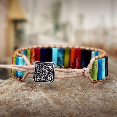 سوار من الخرز الطبيعي مصنوع يدويًا من CLPHARR للنساء، 4 مم من حجر الشفاء الطبيعي بوهو أساور قابلة للتعديل مع قلادة هدايا مجوهرات للرجال والنساء in Kuwait