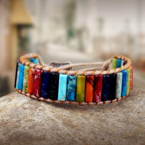 سوار من الخرز الطبيعي مصنوع يدويًا من CLPHARR للنساء، 4 مم من حجر الشفاء الطبيعي بوهو أساور قابلة للتعديل مع قلادة هدايا مجوهرات للرجال والنساء in Kuwait