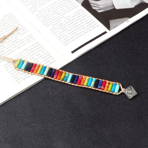 سوار من الخرز الطبيعي مصنوع يدويًا من CLPHARR للنساء، 4 مم من حجر الشفاء الطبيعي بوهو أساور قابلة للتعديل مع قلادة هدايا مجوهرات للرجال والنساء in Kuwait