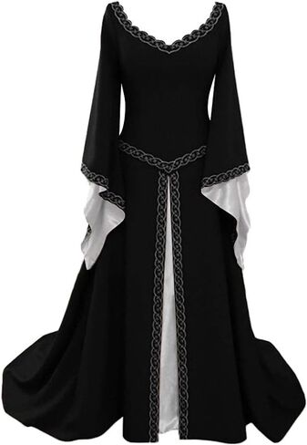 STIOEDYUAN Medieval Dress Flare Long Sleeve Renaissance Dress for Women Peasant Chemise Halloween Costume Fairy Gothic Gown in Saudi Arabia