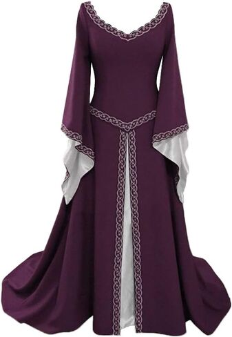 STIOEDYUAN Medieval Dress Flare Long Sleeve Renaissance Dress for Women Peasant Chemise Halloween Costume Fairy Gothic Gown in Saudi Arabia