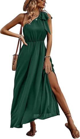 IFFEI Summer Dresses for Women 2024 Boho One Shoulder Maxi Dress Casual Sleeveless Flowy Split Beach Long Dress in Kuwait