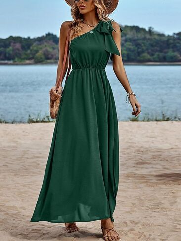 IFFEI Summer Dresses for Women 2024 Boho One Shoulder Maxi Dress Casual Sleeveless Flowy Split Beach Long Dress in Kuwait
