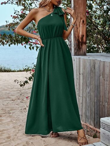 IFFEI Summer Dresses for Women 2024 Boho One Shoulder Maxi Dress Casual Sleeveless Flowy Split Beach Long Dress in Kuwait