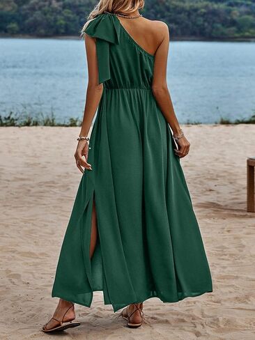 IFFEI Summer Dresses for Women 2024 Boho One Shoulder Maxi Dress Casual Sleeveless Flowy Split Beach Long Dress in Kuwait