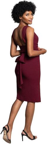 DRESS THE POPULATION Women's Alessia Sleeveless Plunge Neckline Waist Tie Midi Dress in Saudi Arabia