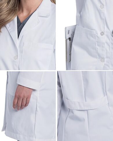 Landau womens Landau Relaxed Fit 5-pocket 4-button Full-length for Women 3153 Medical Lab Coat, White Twill, 8 US in Saudi Arabia