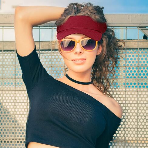 24 Pcs Sports Sun Visors Hats for Women Men Adjustable UV Protection Visor Hats Empty Top Cotton Golf Visor Tennis Visors Running Visors Cap for Women Youth Football Baseball, 6 Colors in Saudi Arabia