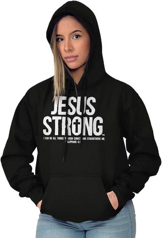 Jesus Strong Philippians 4:13 Bible Hoodie Sweatshirt Women Men in Kuwait