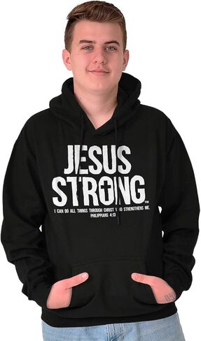 Jesus Strong Philippians 4:13 Bible Hoodie Sweatshirt Women Men in Kuwait
