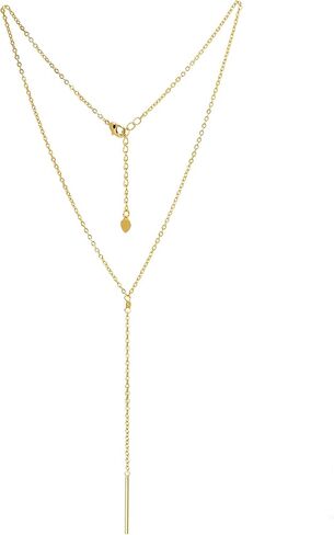 18K Gold Bar/Pearl / 3 Circles / 3 Half-Round Pendant Necklace Long Chain Y Necklace Minimalist Layering Jewelry for Women in Saudi Arabia