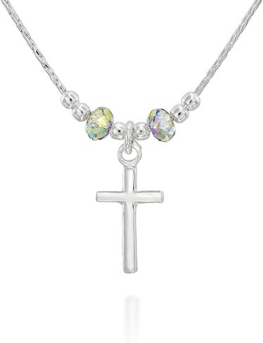 قلادة فضية من اختيار المعلقات المتقاطعة المصنوعة من كريستال سواروفسكي، مقاس 16 + 4 بوصة in Kuwait