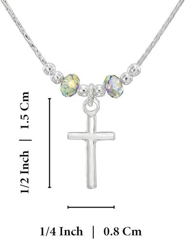 قلادة فضية من اختيار المعلقات المتقاطعة المصنوعة من كريستال سواروفسكي، مقاس 16 + 4 بوصة in Kuwait