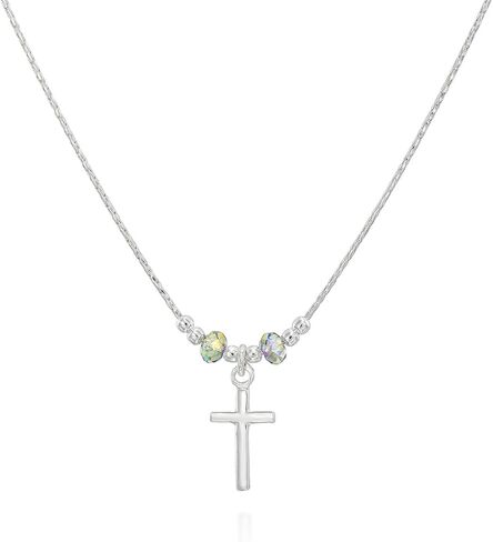 قلادة فضية من اختيار المعلقات المتقاطعة المصنوعة من كريستال سواروفسكي، مقاس 16 + 4 بوصة in Kuwait