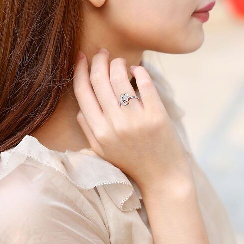 Anxiety Rings for Women S925 Sterling Silver Created Moonstone Opal Turquoise Sun Star and Moon Spinner Ring Adjustable Open Stress Relieving Ring Jewelry Gift for Women Men Teenage,7# in Saudi Arabia