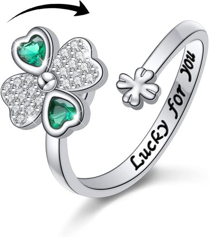 Anxiety Rings for Women S925 Sterling Silver Created Moonstone Opal Turquoise Sun Star and Moon Spinner Ring Adjustable Open Stress Relieving Ring Jewelry Gift for Women Men Teenage,7# in Saudi Arabia