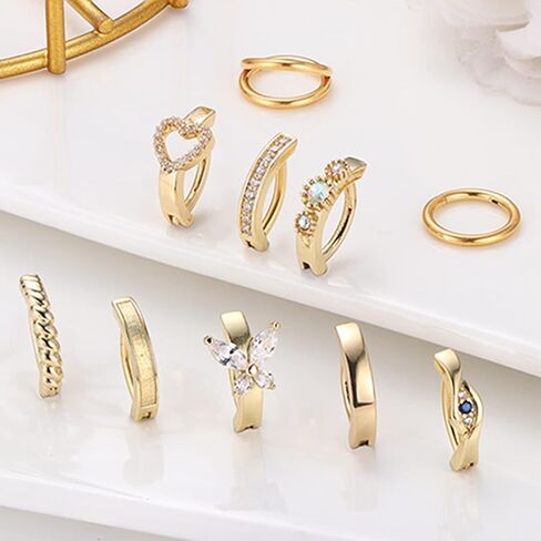 SAILIMUE 10 قطع من حلقات زر البطن للنساء 14 جرام تشيكوسلوفاكيا أوبال حلقات بطن مفردة/مزدوجة من الفولاذ المقاوم للصدأ حلقات السرة المنحنية العكسية مجوهرات ثقب الجسم in Kuwait