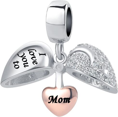 I Love You to The Moon and Back Heart Dangle Charms for Bracelets Necklace Birthday Gift for Women Girls in Saudi Arabia