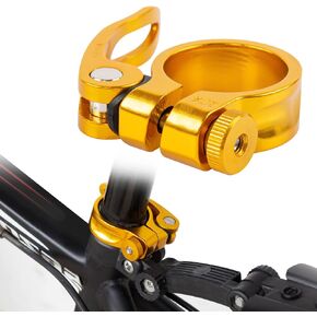 PSLER Bike Seat Post Clamp Bicycle Quick Release Seatpost for Mountain Tube Bike 28.6mm MTB Bike Road Bike Casual Bike Seatpost Clamp (Yellow-28.6mm)