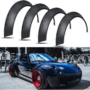 4Pcs 2.5inch/800mm Universal Fender Flares Flexible Durable Polyurethane Auto Car Body Kit Black