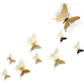 24 Pieces Metal Butterfly Decorations, 3D Flying Butterfly for Ceiling , Cute DIY Art Decor for Shopping Mall Bedroom Home Living Room Window, 2.36 inches, 3.94 inches, 5.9 inches