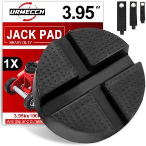 10x4.7cm X-Slot Rubber Jack Pad, Universal Car Pinch Weld Side Frame Rail Protector Puck, Anti Slip Floor Trolley Support, Flat Top Jack Stand Adapter, with 3X Extension Cord Holder Organizer