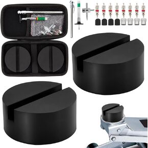 10x4.7cm X-Slot Rubber Jack Pad, Universal Car Pinch Weld Side Frame Rail Protector Puck, Anti Slip Floor Trolley Support, Flat Top Jack Stand Adapter, with 3X Extension Cord Holder Organizer