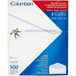 مظروف أمان ملون رقم 10 من كولومبيان، 4-1/8 بوصة × 9-1/2 بوصة، أبيض، 500 لكل صندوق (CO128) in Kuwait