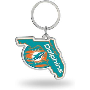 Rico Industries NFL Football Miami Dolphins State Shape Keychain