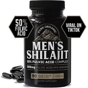 1000mg Shilajit for Men w/ 50% Fulvic Acid 90 Vegan Capsules | Made in USA | Authentic Pure Himalayan Shilajit with 85+ Trace Minerals | Better Than Resin