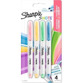 Sharpie S-Note Highlighter Pens | Part Art Marker Pen, Part Highlighter to Draw, Write & More | Assorted Pastel Colours | Chisel Tip | 4 Count