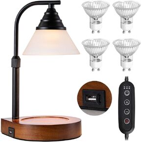 Candle Warmer Lamp New Modern Teardrop Style (4 Bulbs, Dimmer/Timer, Adjustable Pole, USB A&C Charging Ports)-Soft Brightness-Creates Ambience-Giftbox Included