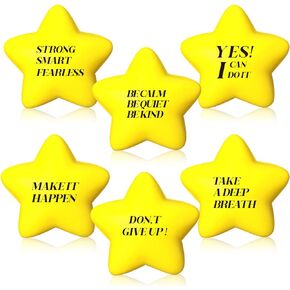 30 Pieces Motivational Star Stress Ball Quote Relief Ball, 2.2 Inch Pu Foam Stress Balls Bulk Sensory Star Ball Gifts for Kids Teens Adults Relieve Anxiety Party Supplies