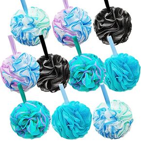 10 Pcs Shower Loofahs,Bath Shower Loofah Sponge,Exfoliating Shower Pouf Balls for Women,Men,Body Wash Bathroom,Exfoliate with Beauty Bathing Accessories in Kuwait