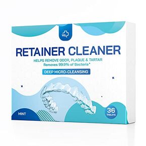 Retainer & Denture Cleaner Tablets - 1 Months Supply (36 pcs) Dental Retainers for Aligner - Mouth & Night Guards - False Teeth Whitening - Removes Odor & Plaque