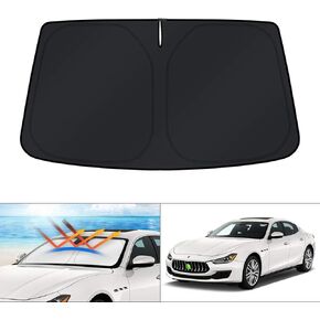 KUST Custom Fit Windshield Sun Shade for 2014-2024 Maserati Ghibli Accessories Sunshade Foldable Window Sun Visor Protector Blocks UV Rays Keep Your Car Cooler
