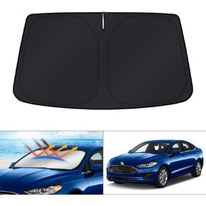 KUST مظلة الشمس للزجاج الأمامي لسيارة Ford Fusion 2013-2021 غطاء شاشة النافذة الأمامية واقي الشمس كتل قابلة للطي من الأشعة فوق البنفسجية تحافظ على برودة سيارتك