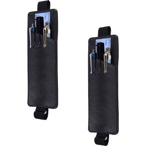 Adjustable Elastic Band Pen Holder, 2 Packs PU Leather Pencil Holder, Pen Sleeve Pouch, Fits for 8" to 11.5" Hardcover Journals, Notebooks, Planners, iPad