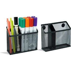 Magnetic Pen Holder,Magnetic Storage Basket for Refrigerator, Locker, Magnetic Dry Erase Marker Holder for whiteboard, Pack 2 (Black)