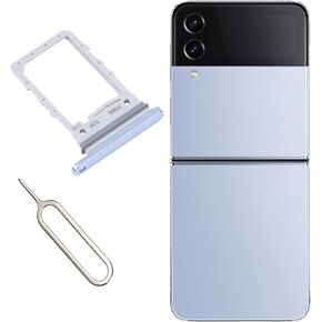 for Samsung Galaxy Z Flip 4 5G SIM Card Tray Card Holder Slot Replacement Parts + Open Eject Pin (Blue)