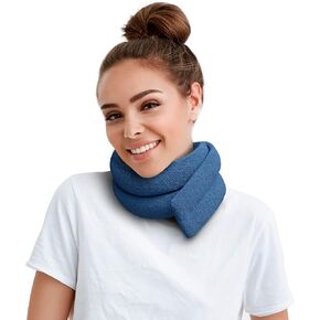 لفافة عنق للعلاج الساخن أو البارد (بطول 17.7 بوصة) - وسادة تدفئة للرقبة - وسادة تدفئة بالميكروويف من البوليستر الأزرق للرقبة والكتفين - وسادة تورمالين لغسل الحرارة والبارد in Kuwait